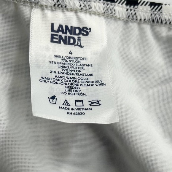 Lands End Tankini Swimsuit Top Womens 4 Black White Check High Neck NEW - Picture 7 of 8
